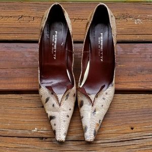 Alberta Ferretti 8 1/2 high heel snake skin shoes